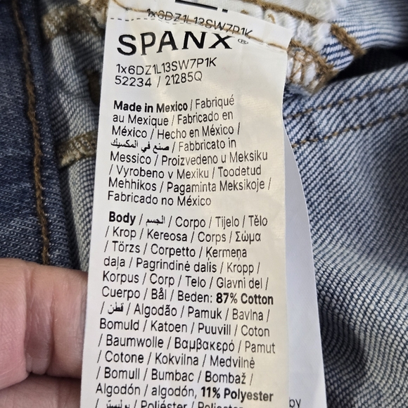 Spanx Wide Leg Size XL Crop Jean High Rise Blue Stretch Denim 25" Inseam - Picture 14 of 14